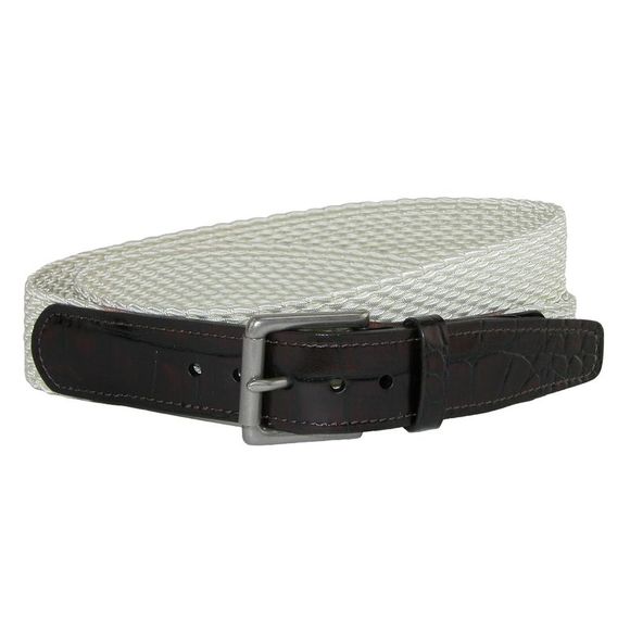 CrookhornDavis Men's Hampton Stretch Belt with Croc Print Tabs - Picture 1 of 2